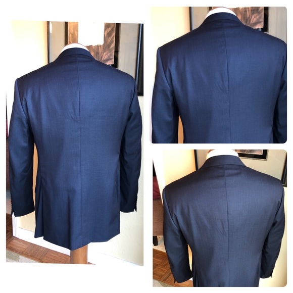 Joseph Jos.A. Bank All Wool Navy Mini-Check Weave Jacket 43L - Picture 11 of 14